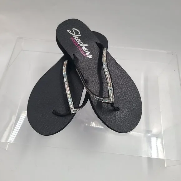Skechers Shoes Womens 9 Yoga Foam Rhinestone Sandals Beach Resort Coastal Bling - Picture 5 of 7